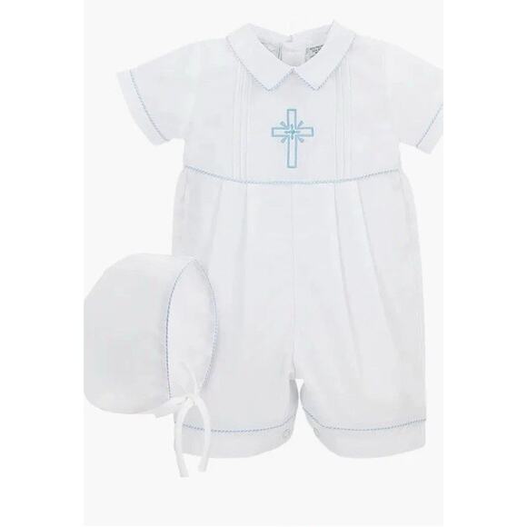 Carriage Boutique Embroidered Christening Romper & Bonnet Set 18 Months NEW $54 - Picture 1 of 14